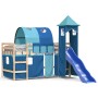 Cama alta para niños con torre madera pino azul 80x200 cm de , Camas y somieres - Ref: Foro24-3207091, Precio: 255,50 €, Desc...