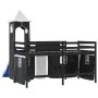 Cama alta niños con torre madera pino blanco negro 90x190 cm de , Camas y somieres - Ref: Foro24-3207087, Precio: 287,30 €, D...