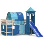 Cama alta para niños con torre madera pino azul 90x200 cm de , Camas y somieres - Ref: Foro24-3207100, Precio: 296,27 €, Desc...