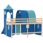 High bed for children with blue pine wood tower 90x200 cm by , Beds and slatted bases - Ref: Foro24-3207100, Price: 296,27 €,...