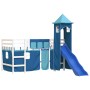 High bed for children with blue pine wood tower 90x190 cm by , Beds and slatted bases - Ref: Foro24-3207085, Price: 277,42 €,...