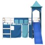 High bed for children with blue pine wood tower 90x190 cm by , Beds and slatted bases - Ref: Foro24-3207085, Price: 277,42 €,...