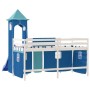 High bed for children with blue pine wood tower 90x190 cm by , Beds and slatted bases - Ref: Foro24-3207085, Price: 277,42 €,...