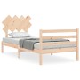 Bed frame with solid wood headboard by , Beds and slatted bases - Ref: Foro24-3195251, Price: 85,38 €, Discount: %