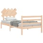 Bed frame with solid wood headboard by , Beds and slatted bases - Ref: Foro24-3195251, Price: 85,38 €, Discount: %