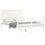 Estructura cama de matrimonio con cabecero madera maciza blanco de , Camas y somieres - Ref: Foro24-3195197, Precio: 151,99 €...