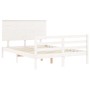 Estructura cama de matrimonio con cabecero madera maciza blanco de , Camas y somieres - Ref: Foro24-3195197, Precio: 151,99 €...