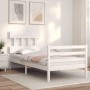 Estructura de cama con cabecero madera maciza blanco de , Camas y somieres - Ref: Foro24-3195122, Precio: 95,01 €, Descuento: %