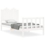 White solid wood bed frame with headboard 90x190 cm by , Beds and slatted bases - Ref: Foro24-3192262, Price: 112,81 €, Disco...