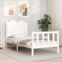 White solid wood bed frame with headboard 90x190 cm by , Beds and slatted bases - Ref: Foro24-3192262, Price: 112,81 €, Disco...