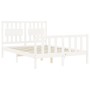 Double bed frame with white solid wood headboard by , Beds and slatted bases - Ref: Foro24-3192402, Price: 170,31 €, Discount: %