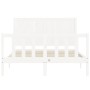 White solid wood bed frame with headboard 140x200 cm by , Beds and slatted bases - Ref: Foro24-3192622, Price: 176,01 €, Disc...