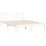 White solid wood bed frame with headboard 140x200 cm by , Beds and slatted bases - Ref: Foro24-3192622, Price: 176,01 €, Disc...