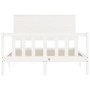 Double bed frame with white solid wood headboard by , Beds and slatted bases - Ref: Foro24-3193377, Price: 169,52 €, Discount: %