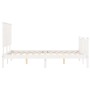 Double bed frame with white solid wood headboard by , Beds and slatted bases - Ref: Foro24-3193377, Price: 169,52 €, Discount: %