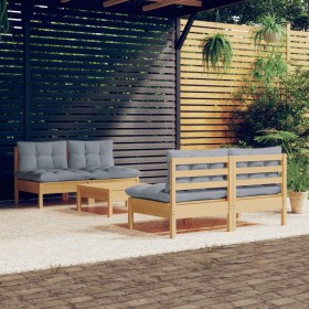 5-piece garden furniture set and gray pine wood cushions by , Garden sets - Ref: Foro24-3096003, Price: 360,99 €, Discount: %