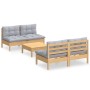 5-piece garden furniture set and gray pine wood cushions by , Garden sets - Ref: Foro24-3096003, Price: 380,88 €, Discount: %