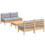 5-piece garden furniture set and gray pine wood cushions by , Garden sets - Ref: Foro24-3096003, Price: 380,88 €, Discount: %