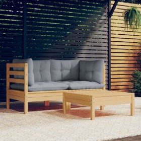 Juego de muebles de jardín 3 pzas y cojines madera de pino de , Conjuntos de jardín - Ref: Foro24-3096015, Precio: 234,87 €, ...