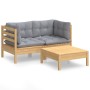 3-piece garden furniture set with pine wood cushions by , Garden sets - Ref: Foro24-3096015, Price: 232,90 €, Discount: %