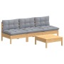 4-piece garden furniture set with gray pine wood cushions by , Garden sets - Ref: Foro24-3096081, Price: 308,99 €, Discount: %