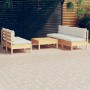 Garden furniture 6 pieces cream pine wood cushions by , Garden sets - Ref: Foro24-3096088, Price: 430,87 €, Discount: %