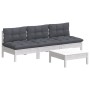 4-piece garden furniture with anthracite pine wood cushions by , Garden sets - Ref: Foro24-3096083, Price: 328,48 €, Discount: %