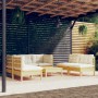 Garden furniture 7 pieces and cushions solid cream pine wood by , Garden sets - Ref: Foro24-3096214, Price: 496,34 €, Discoun...