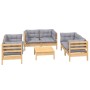 Garden furniture set 7 pieces and cushions solid pine wood by , Garden sets - Ref: Foro24-3096249, Price: 547,69 €, Discount: %