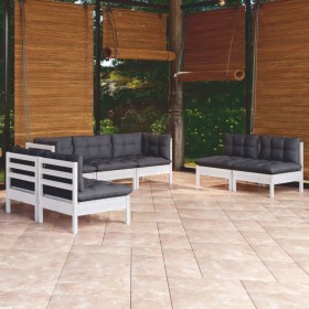 Muebles de jardín 7 pzas con cojines madera maciza de pino de , Conjuntos de jardín - Ref: Foro24-3096221, Precio: 596,58 €, ...