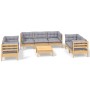 Garden furniture set 8 pieces and cushions solid pine wood by , Garden sets - Ref: Foro24-3096261, Price: 680,04 €, Discount: %