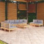 Garden furniture set 9 pieces and cushions solid pine wood by , Garden sets - Ref: Foro24-3096237, Price: 721,84 €, Discount: %