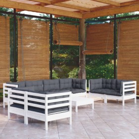 Muebles de jardín 9 pzas con cojines madera maciza de pino de , Conjuntos de jardín - Ref: Foro24-3096275, Precio: 837,17 €, ...