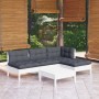 Muebles de jardín 5 pzas con cojines blanco madera de pino de , Conjuntos de jardín - Ref: Foro24-3096305, Precio: 404,19 €, ...