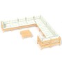 Garden furniture 11 pieces and cream pine wood cushions by , Garden sets - Ref: Foro24-3097013, Price: 812,10 €, Discount: %