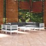 Muebles de jardín 10 pzas con cojines blanco madera maciza pino de , Conjuntos de jardín - Ref: Foro24-3096906, Precio: 896,2...