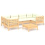 Garden furniture 7 pieces cream pine wood cushions by , Garden sets - Ref: Foro24-3097301, Price: 520,99 €, Discount: %