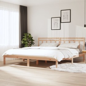 Solid pine wood bed frame 160x200 cm by , Beds and slatted bases - Ref: Foro24-3100599, Price: 124,32 €, Discount: %