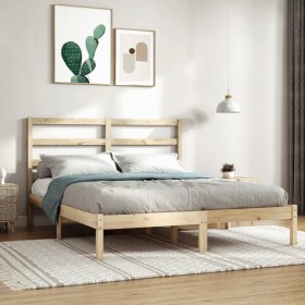 Solid pine wood bed frame 160x200 cm by , Beds and slatted bases - Ref: Foro24-3104943, Price: 118,33 €, Discount: %