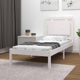 Estructura de cama madera maciza individual blanco 75x190 cm de , Camas y somieres - Ref: Foro24-3105496, Precio: 102,99 €, D...