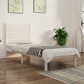 White solid wood single bed frame 90x190 cm by , Beds and slatted bases - Ref: Foro24-3104574, Price: 108,99 €, Discount: %