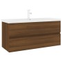 Mueble de baño con lavabo madera contrachapada marrón roble de , Tocadores de baño - Ref: Foro24-3152890, Precio: 340,03 €, D...