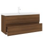 Mueble de baño con lavabo madera contrachapada marrón roble de , Tocadores de baño - Ref: Foro24-3152890, Precio: 340,03 €, D...