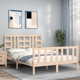 Bed frame with solid wood headboard 140x200 cm by , Beds and slatted bases - Ref: Foro24-3191971, Price: 120,15 €, Discount: %