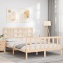 Bed frame with solid wood headboard 140x200 cm by , Beds and slatted bases - Ref: Foro24-3191971, Price: 119,55 €, Discount: %