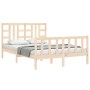 Bed frame with solid wood headboard 140x200 cm by , Beds and slatted bases - Ref: Foro24-3191971, Price: 119,55 €, Discount: %