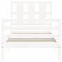 White solid wood bed frame with headboard by , Beds and slatted bases - Ref: Foro24-3194082, Price: 103,78 €, Discount: %