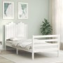 White solid wood bed frame with headboard by , Beds and slatted bases - Ref: Foro24-3194147, Price: 108,51 €, Discount: %