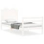 White solid wood bed frame with headboard by , Beds and slatted bases - Ref: Foro24-3194147, Price: 108,51 €, Discount: %