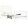 White solid wood bed frame with headboard by , Beds and slatted bases - Ref: Foro24-3194147, Price: 108,51 €, Discount: %